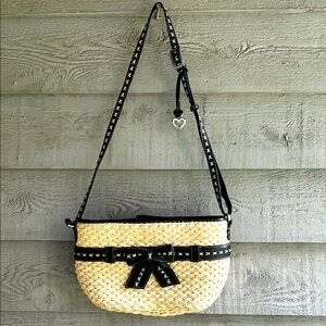 Brighton Ellery Stylish Black and Tan Woven Shoulder Bag